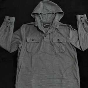 Mens Elixir Grey Striped Light-Weight Hoodie